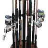 Rush Creek Creations 24 Rod Storage Floor Rack with Extension Post - Dark Walnut