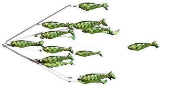 9er's 34 6" N.E. Shad Rig - 3400TGR Chart Glitter w/ Black Tiger - 3400TGR Chartreuse Glitter w/ Black Tiger Stripes