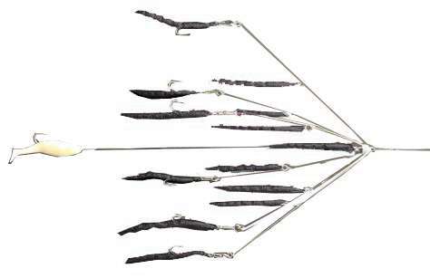 9er's 365 7" 6 Arm N.E. Eel Rig Lure 3652BLK Black