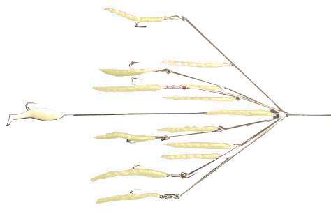 9er's 365 7" 6 Arm N.E. Eel Rig Lure 3654GLO Glow