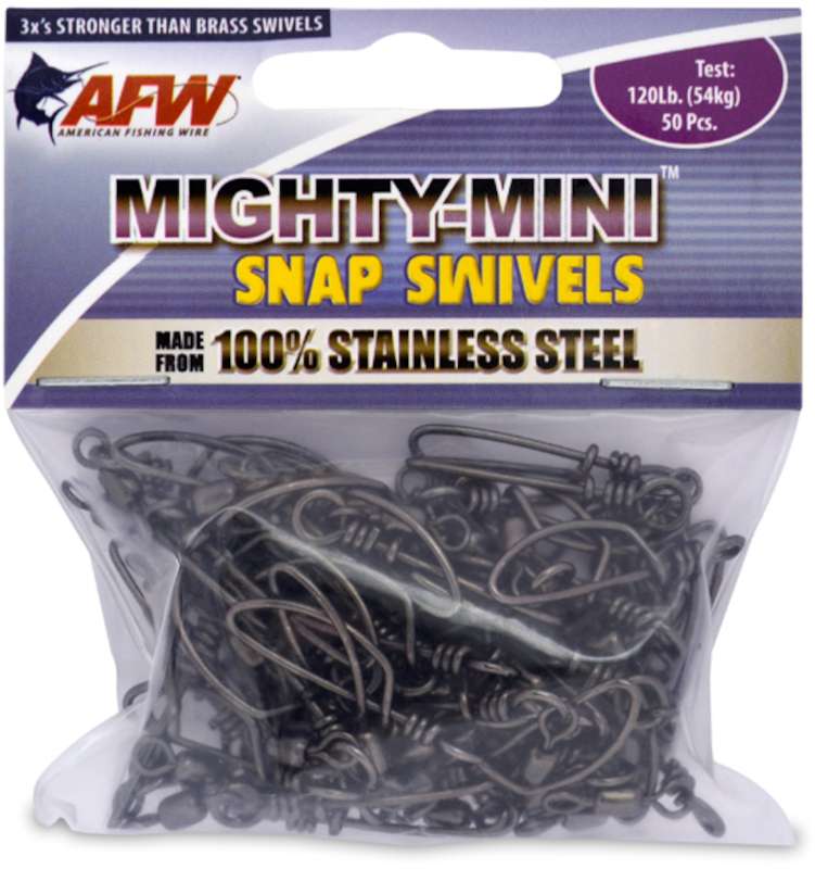 AFW 120Lb. 50pk Stainless Steel Snap Swivels Black - FTSS120B/50