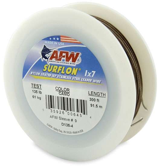 AFW 135lb Surflon Nylon Coated 1x7 SS Leader Wire Camo 300ft - D135-4