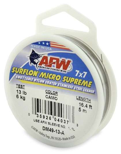 AFW 13lb Surflon Micro Supreme 7x7 SS Leader Camo 5m - DM49-13-A