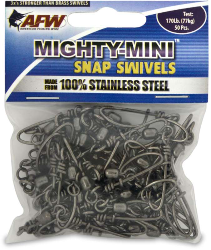 AFW 170Lb. 50pk Stainless Steel Snap Swivels Black - FTSS170B/50