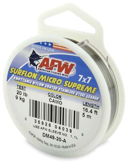 AFW 20lb Surflon Micro Supreme 7x7 SS Leader Camo 5m - DM49-20-A