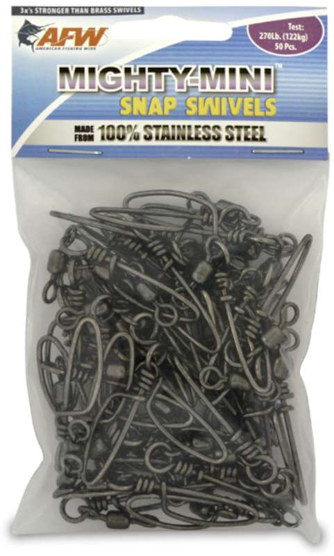 AFW 270Lb. 50pk Stainless Steel Snap Swivels Black - FTSS270B/50