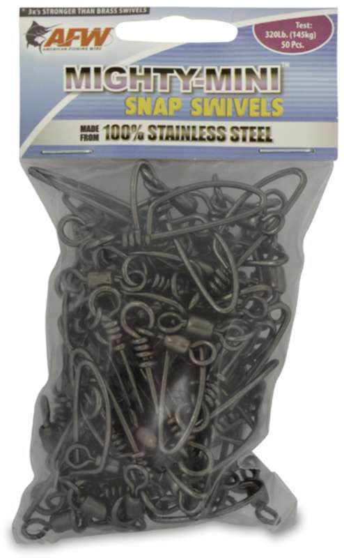 AFW 320Lb. 50pk Stainless Steel Snap Swivels Black - FTSS320B/50