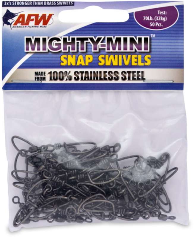 AFW 70Lb. 50pk Stainless Steel Snap Swivels Black - FTSS070B/50