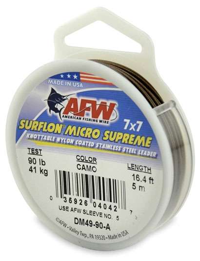 AFW 90lb Surflon Micro Supreme 7x7 SS Leader Camo 5m - DM49-90-A