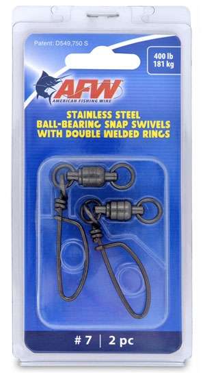 AFW Size #7 400lb SS Ball Bearing Snap Swivels, 2pc - FTV400B-A