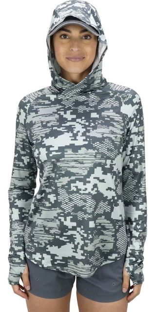 Aftco Women's Tactical Camo Hooded Shirt - Light Grey Digi Camo - X-Large