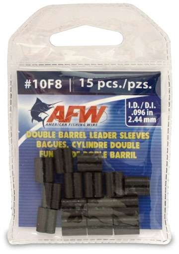 American Fishing Wire #10F8 Double Barrel Sleeves Black 15pc - J10F8B-A