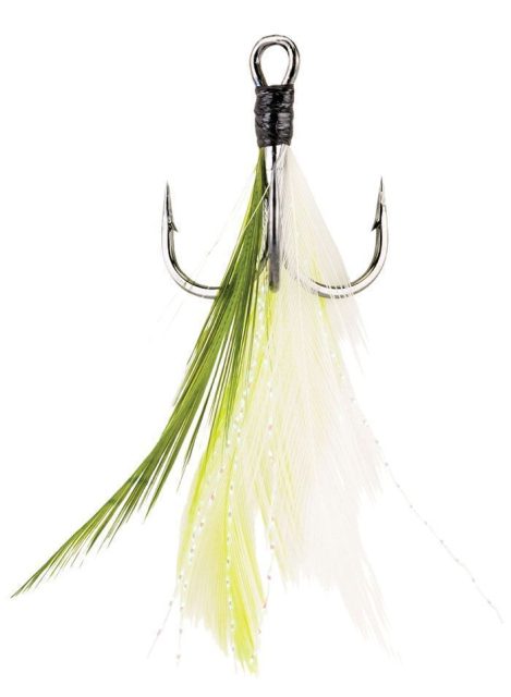 Berkley Fusion19 Feathered Treble Hooks - White Chartreuse - Size 4