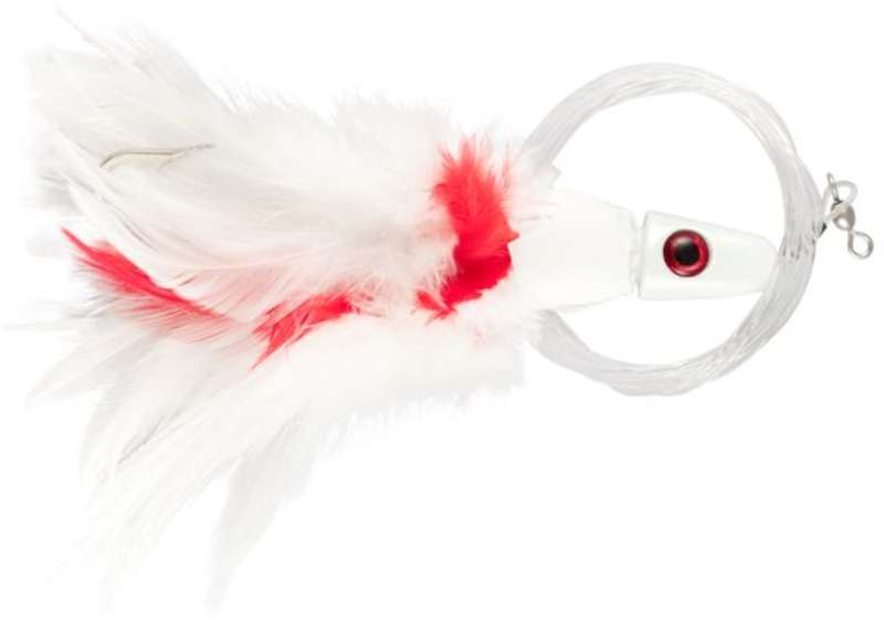 C & H Lures No Alibi Trolling Feather Rigged - 1 oz. - White/Red