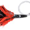 C & H Wahoo Whacker Feather Lure - 10in - Black Foil/Red