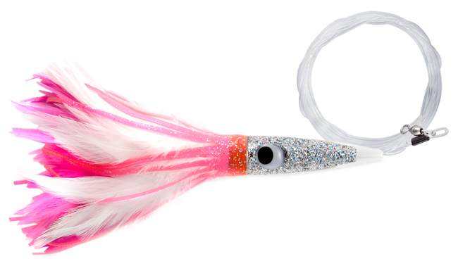 C & H Wahoo Whacker Feather Lure - 10in - Pink/White