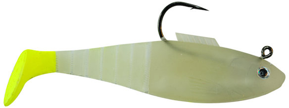 Egret Baits Vudu Shad - 3in - Glow/Chartreuse