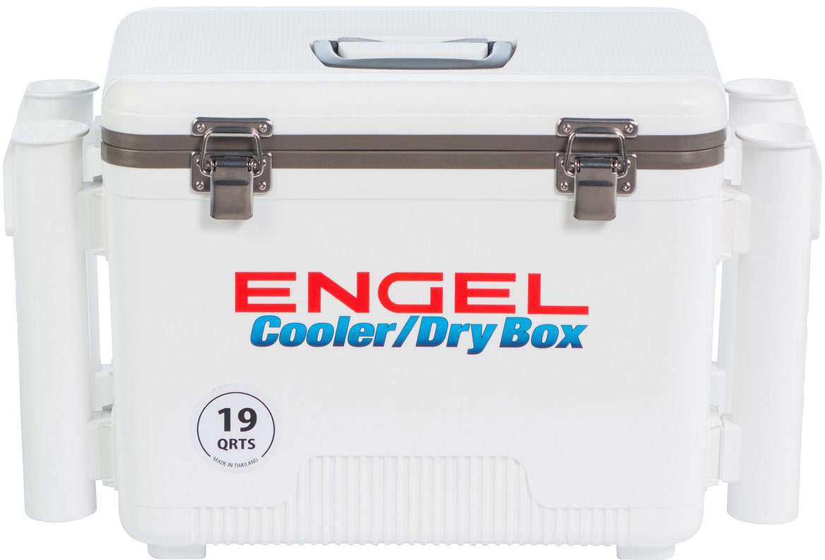 Engel Cooler/Dry Box w/ Rod Holders - 19 Quart - White - UC19-RH