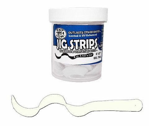 Fat Cow Fishing Jig Strips Eel Tail - 5 1/2 in. - Ghost White