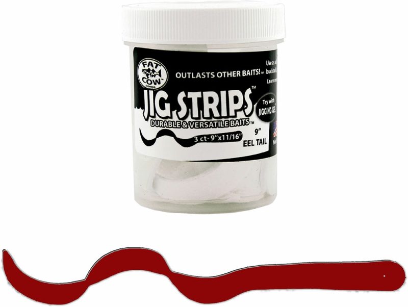 Fat Cow Fishing Jig Strips Eel Tail - 9 in. - Blood Red