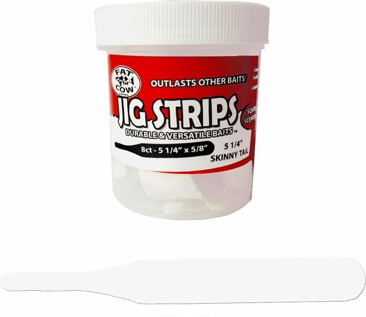 Fat Cow Fishing Jig Strips - Skinny Tail - Ghost White