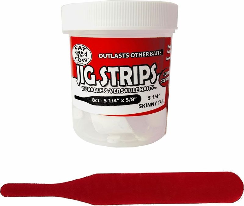 Fat Cow Fishing Jig Strips - Skinny Tail - Red