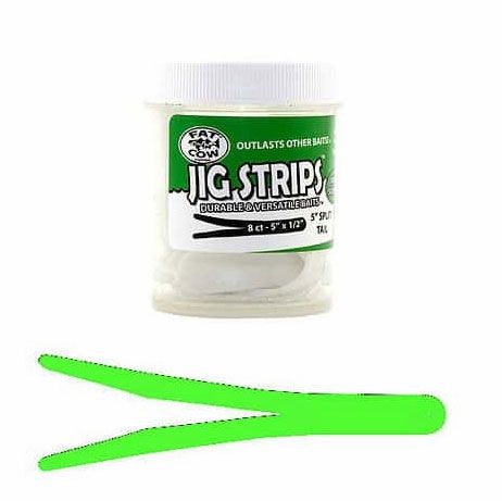 Fat Cow Fishing Jig Strips - Split Tail - 5in - Chartreuse