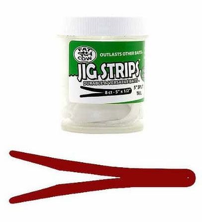 Fat Cow Fishing Jig Strips - Split Tail - 5in - Red - FATSPLT5-R