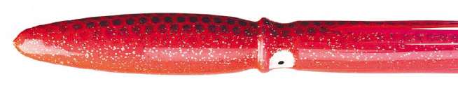 Fathom Offshore ST30 Bulb Squid 11in - Flo Red with Blue Dots