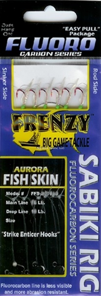 Frenzy Tackle Fluorocarbon Sabiki Rigs - Size 14 - Fish Skin/Green