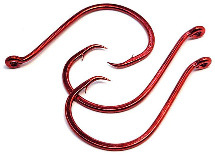 Gamakatsu Octopus Hooks, Circle, Inline Point, Red 2/0 6 Pack - 221312