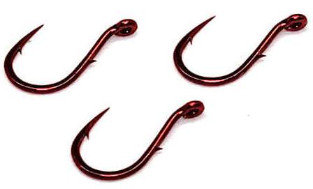 Gamakatsu Single Egg Hooks, Barb on Shank, Red - Size 10 - 04305