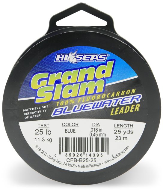 Hi-Seas Grand Slam Bluewater Fluorocarbon Leader 25lb 25yd Spool Blue