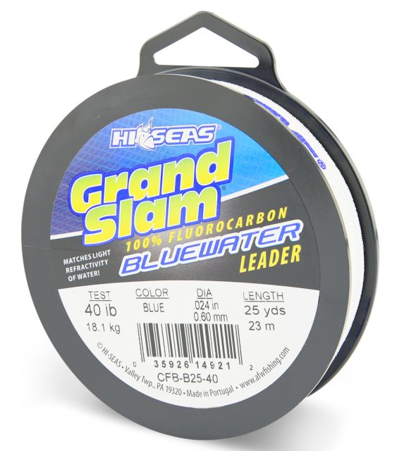 Hi-Seas Grand Slam Bluewater Fluorocarbon Leader 40lb 25yd Spool Blue