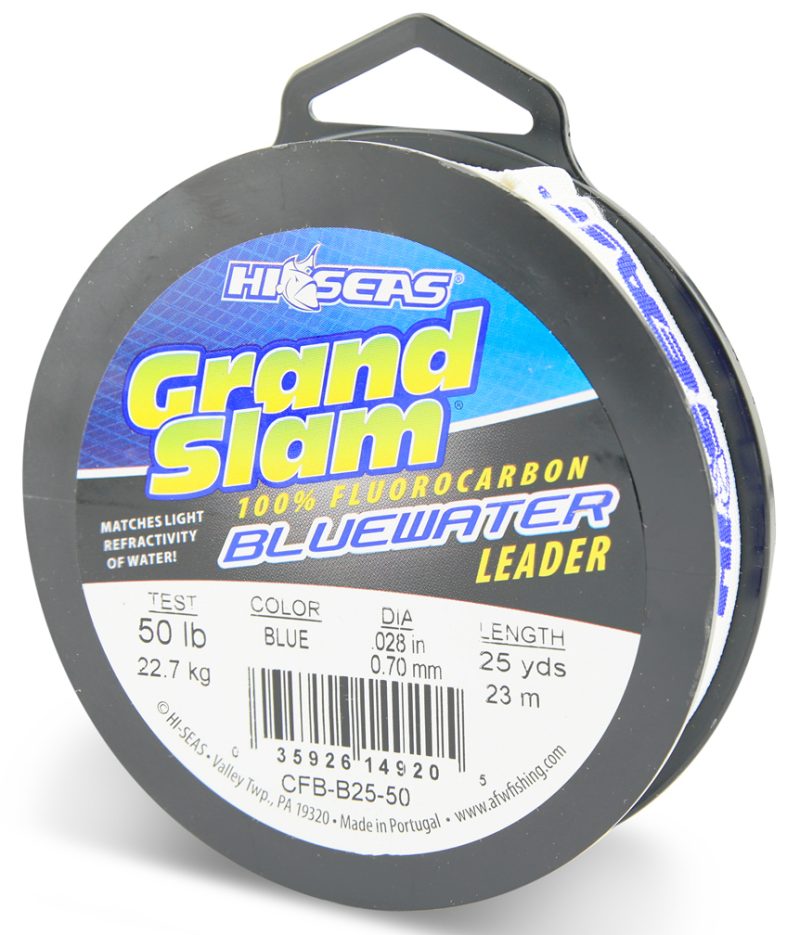 Hi-Seas Grand Slam Bluewater Fluorocarbon Leader 50lb 25yd Spool Blue