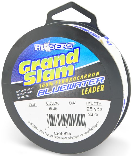 Hi-Seas Grand Slam Bluewater Fluorocarbon Leader 80lb 25yd Spool Blue