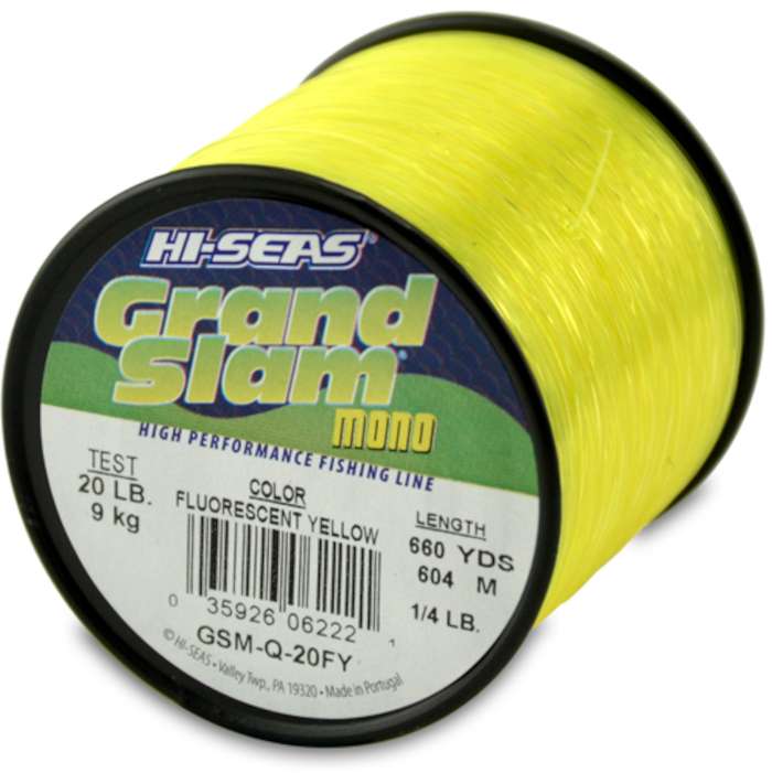 Hi-Seas Grand Slam Mono 1/4 lb. Spool Fluorescent Yellow - GSM-Q-20FY
