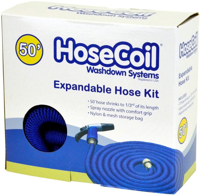 HoseCoil Expandable Hose Kit w/ Nozzle and Storage Bag - 50 ft.