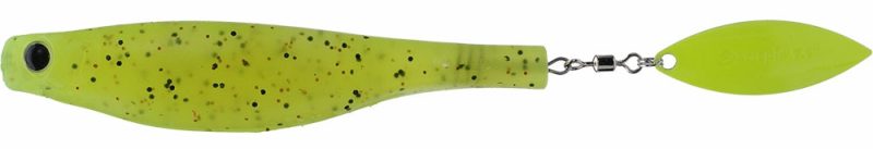 Hyperlastics Dartspin Lure - 4.5in - Double Pepper/Chartreuse