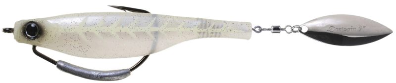 Hyperlastics Dartspin Pro 7in Weedless Lure - White Ghost/Silver