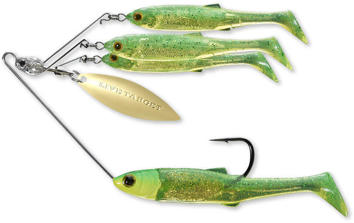 LIVETARGET BaitBall Spinner Rig - Medium 1/2oz - Lime Chartreuse/Gold