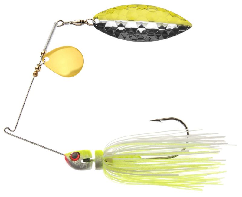 MegaStrike StrikeBack SpinnerBait 1/2oz Chart/White, Chart/Nickel - MSSB12 Chart/White Skirt / Chartreuse/Nickel