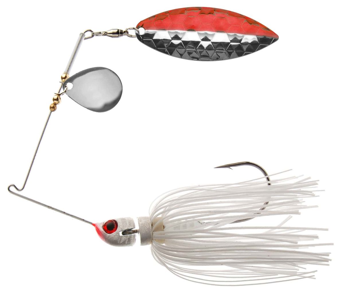 MegaStrike StrikeBack SpinnerBaits 3/4oz White Skirt, Red/Nickel - MSSB34 White Skirt / Red/Nickel