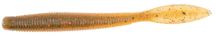 Missile Baits Quiver Worm - 4.5in - Orange Green Pumpkin Core