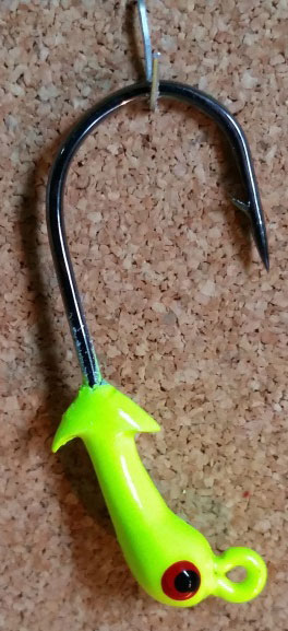 Mission Fishin Double Barbed 1/8oz 3/0 Chartreuse Jig Heads