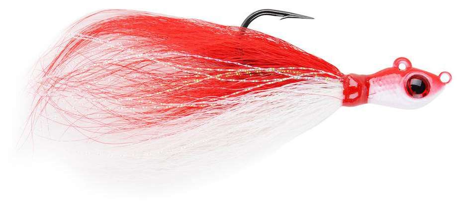 Mustad Big Eye Bucktail Jig 1.5oz Red/White - BEB-1.5-RW