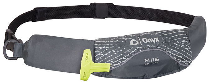 Onyx M-16 Belt Pack Manual Inflatable Life Jacket (PFD) - Grey