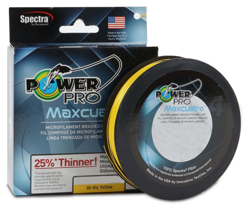 PowerPro Maxcuatro Braided Fishing Line 50lb 500yds Hi-Vis Yellow