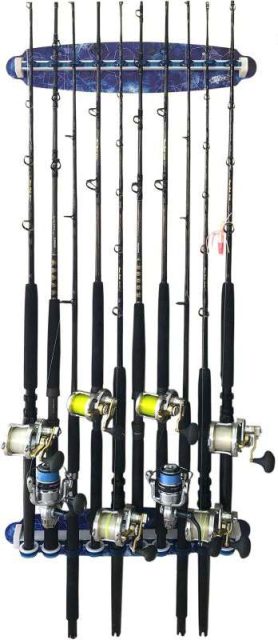 Reel Salty Waterproof 10 Fishing Rod Wall/Ceiling Storage Rack