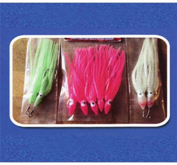 Run Off Lures Unrigged Squid 4.5in 5pk Green Glow - SQUIDUNRIGGED Glow